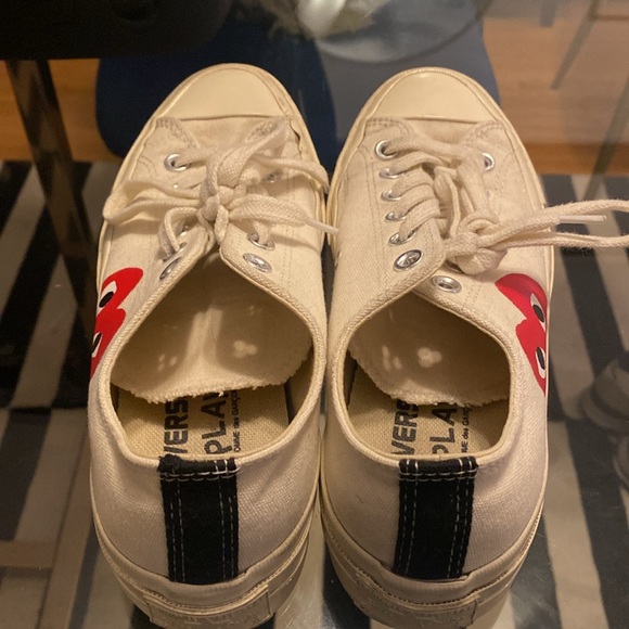 COMME DES GARÇONS WHITE LOW TOP CONVERSE SNEAKER WOMENS 8 - Picture 10 of 12
